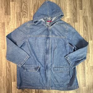 Westport denim hooded chore jacket women size 2X cotton 100% long sleeve